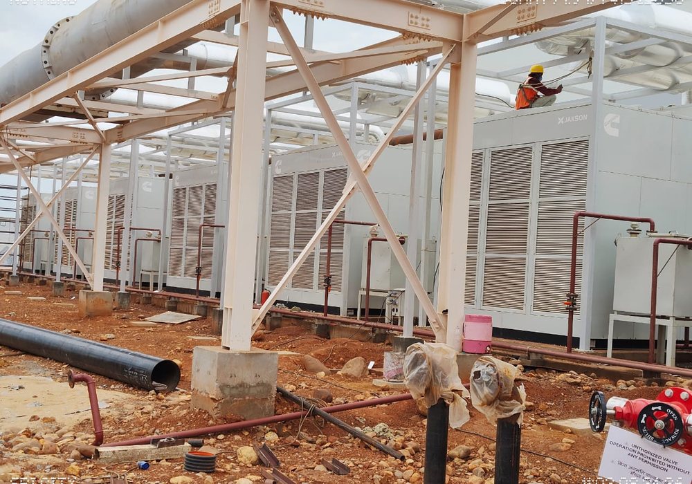 Steel structure erection on site